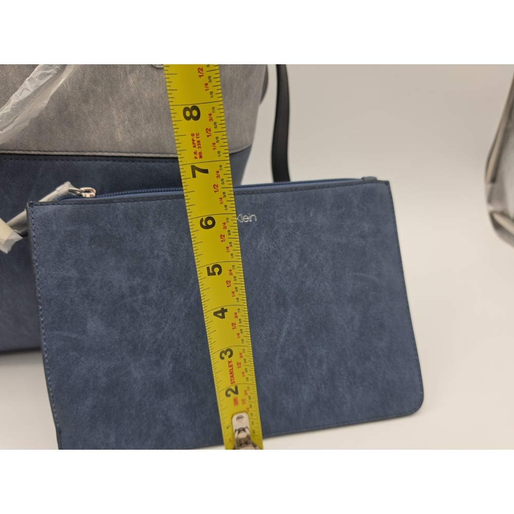 New Leather Calvin Klein purse Blue Gray Tote Purchased From Neiman Marcus. - Picture 5 of 15